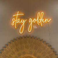 Golden neon sign advertising